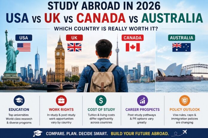 Study Abroad in 2026 USA vs UK vs Canada vs Australia
